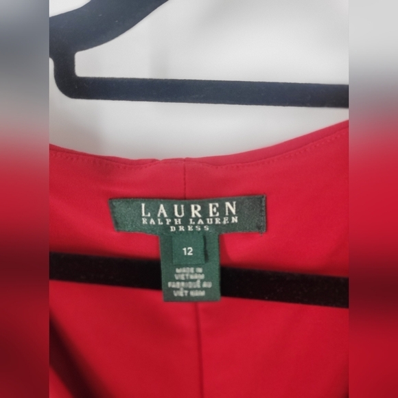 Lauren Ralph Lauren Surplice Jersey Red Dress Size 12 - Picture 3 of 4